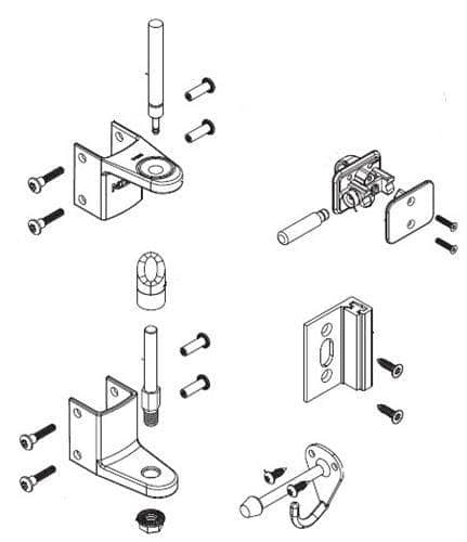 Bradley ZD1-FS Toilet Partition Door Hardware Kit, Flat Strike, In-Swing for Bradley 1 Panels