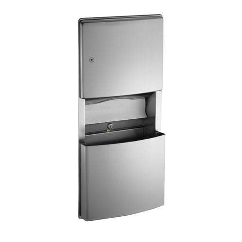 ASI 204623-9 Combination Commercial Paper Towel Dispenser/Waste Receptacle, Roval-Surface-Mounted, Stainless Steel
