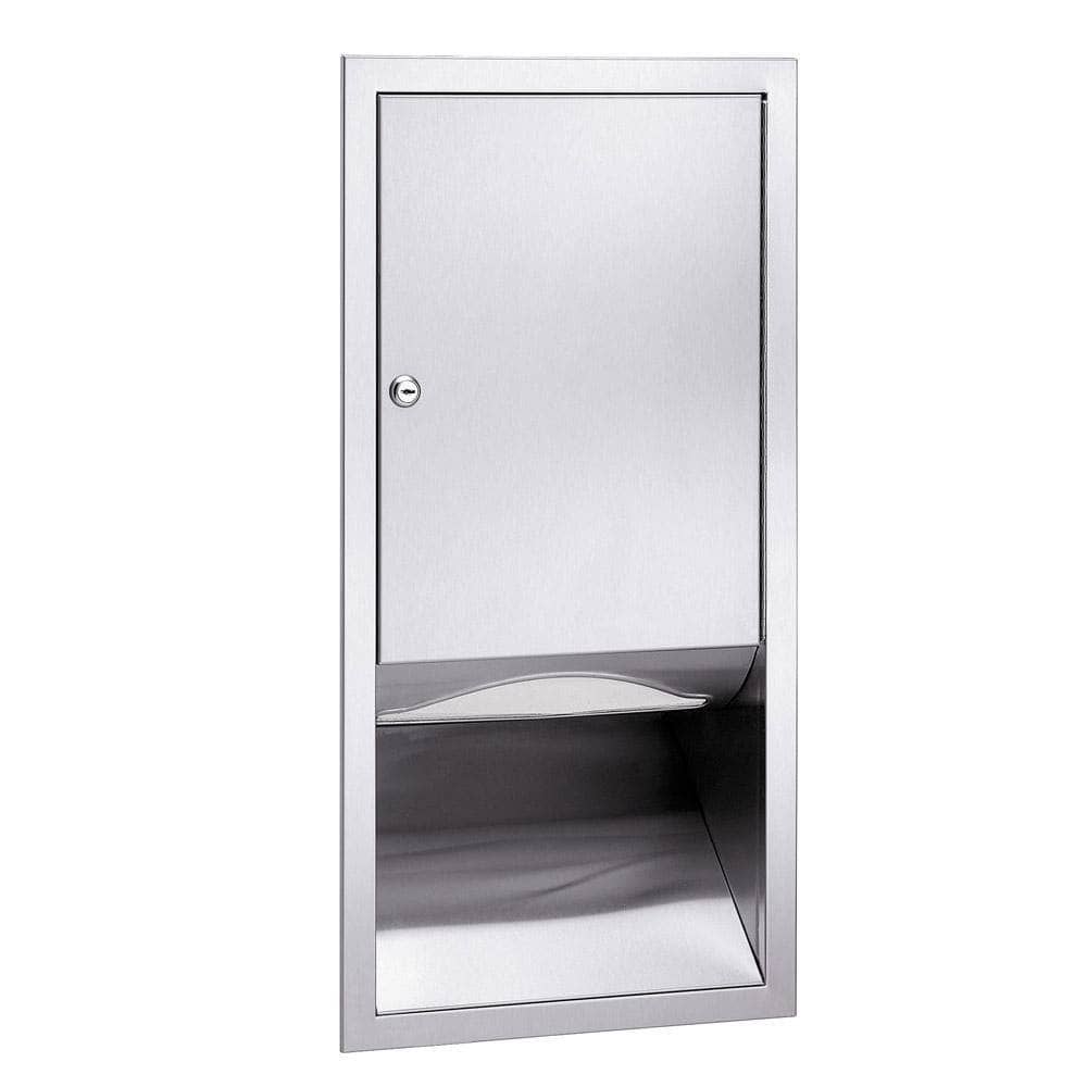 Commercial-Grade Bradley 247-00 Stainless Steel Recessed-Mounted Paper Towel Dispenser and Waste Receptacle