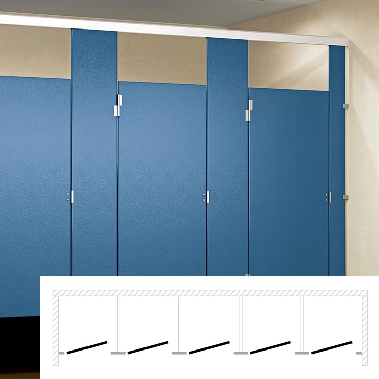 ASI Global Toilet Partition (Plastic) 5 Between Wall (180W x 61-1/4D) BW53660
