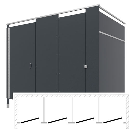 Bradley Toilet Partition (Phenolic) 4 Between Wall (108 W x 61-1/4 D) - BW33660-PBC