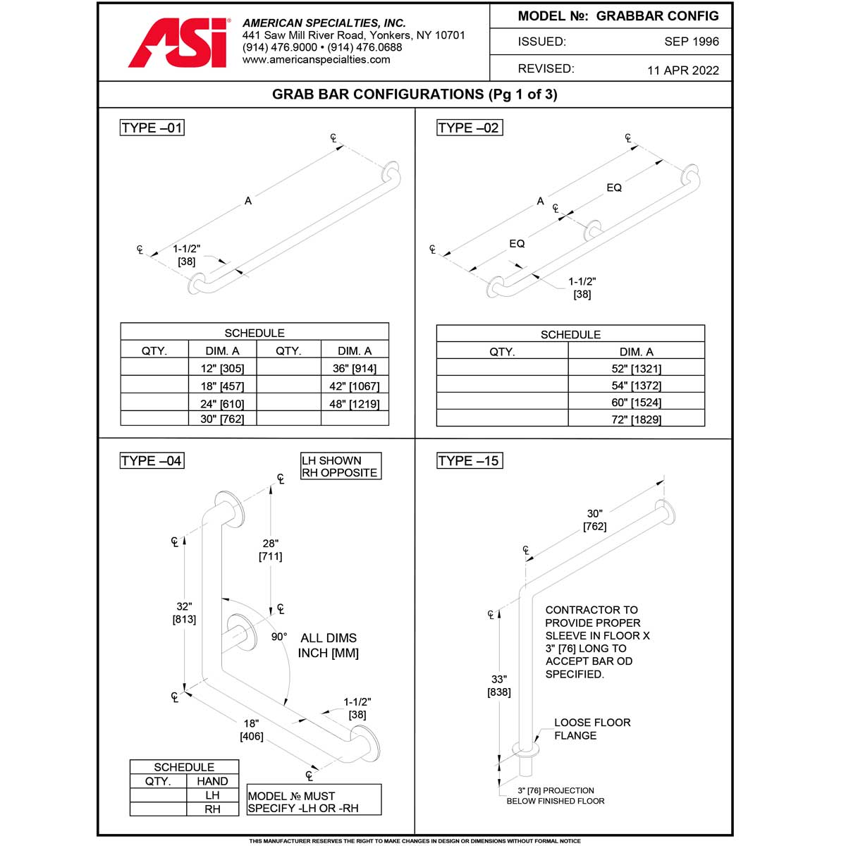 30-Inch Stainless Steel Commercial Grab Bar, 1.5 Diameter, ASI 3801-30