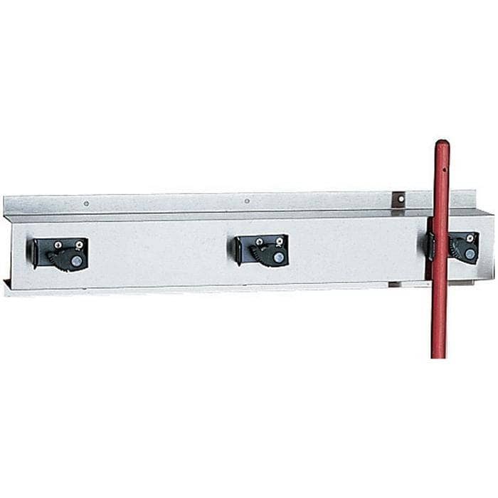 Bobrick B-223x24 High - Quality Commercial Mop and Broom Storage Holder, Measuring 8 Inches in Width and 34 Inches in Length, Crafted from Stainless Steel 2