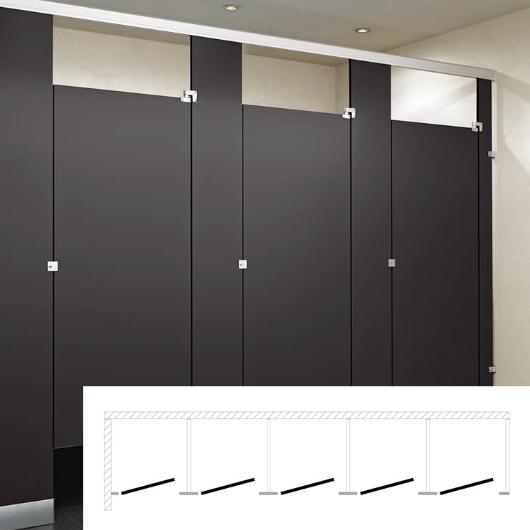 ASI Global Toilet Partition (Phenolic) 5 In Corner (180W x 61-1/4D) IC53660