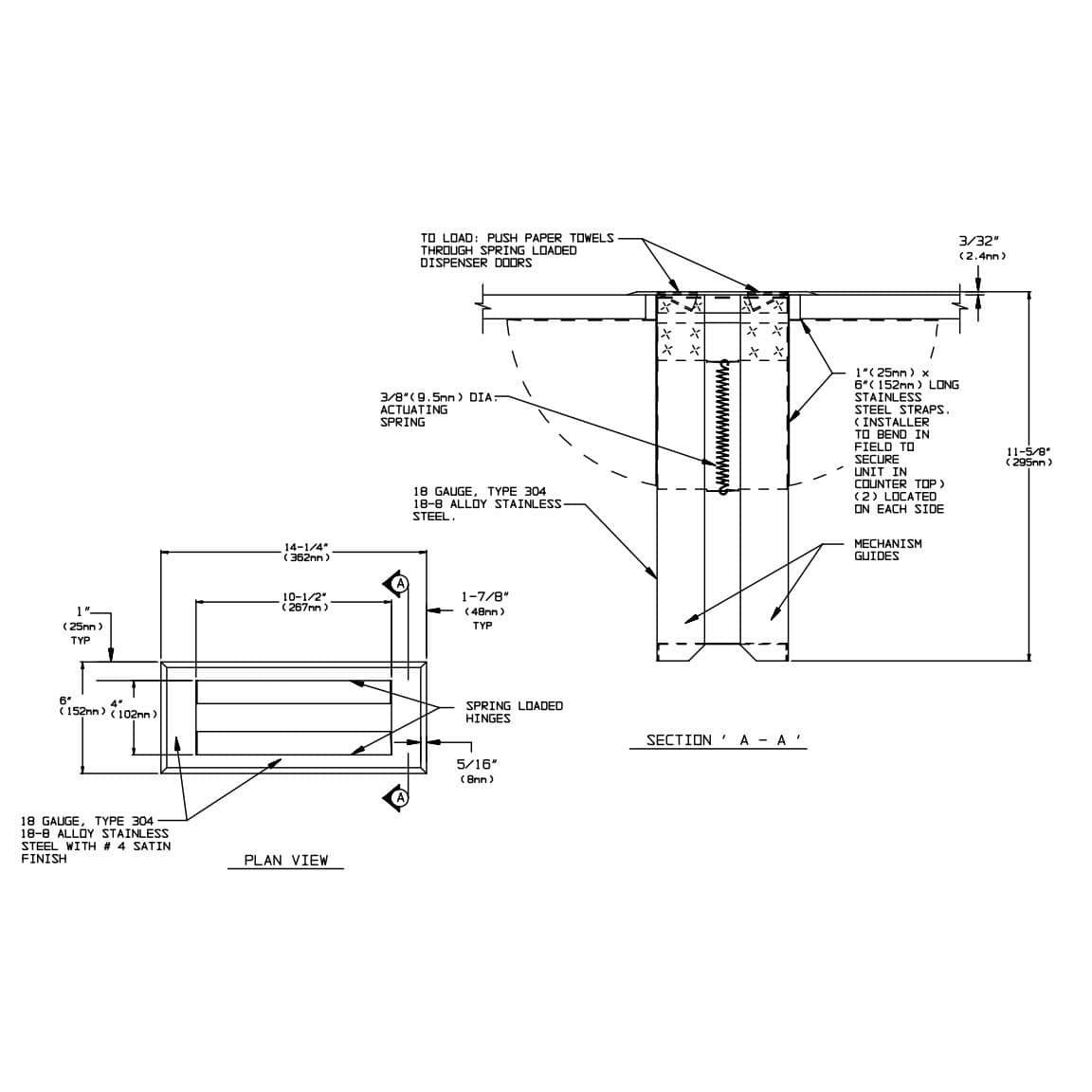 Commercial Stainless Steel Counter-Top Mounted ASI 1002 Paper Towel Dispenser for Restrooms