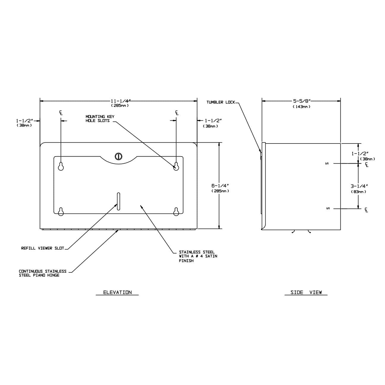 ASI 0245-SS Surface-Mounted Stainless Steel Commercial Grade Paper Towel Dispenser