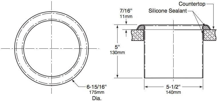 Bobrick B-529 High - Quality Commercial Restroom Circular Waste Chute for Countertops, Counter - Mounted, Crafted from Stainless Steel