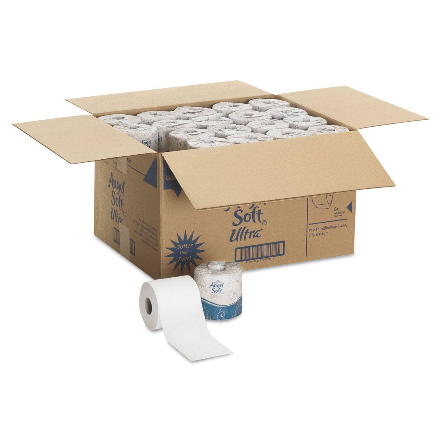 Georgia Pacific Angel Soft Ultra 2-Ply Premium Septic-Safe White Bathroom Tissue, 400 Sheets/Roll, 60/Carton